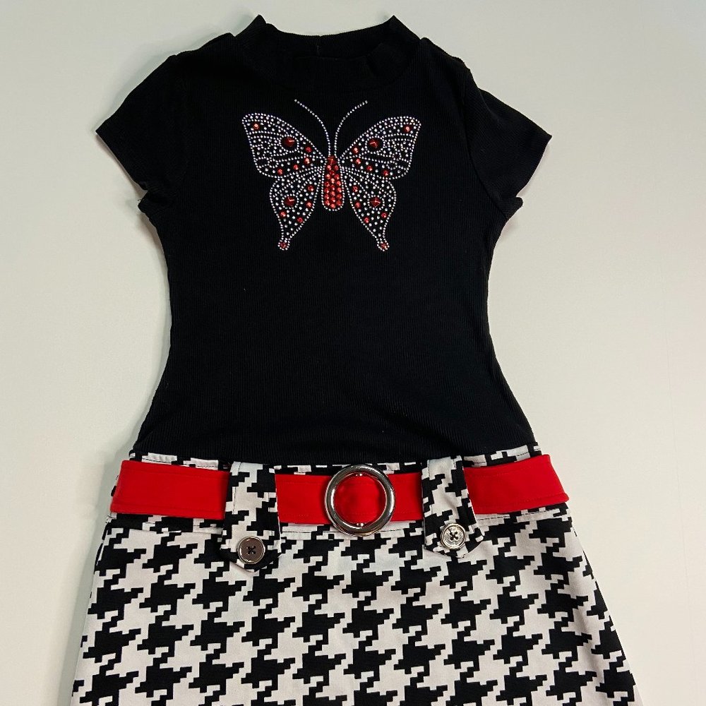 Pinky Size 10 Girls Dress w/ Rhinestone Butterfly